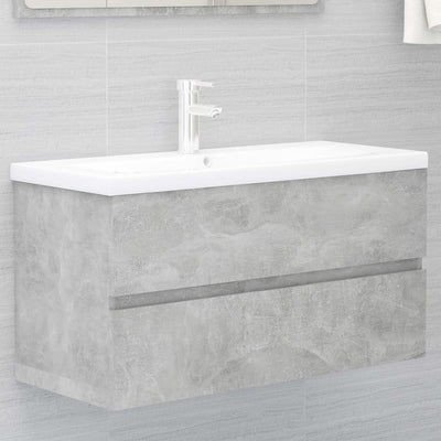 2 Piece Bathroom Furniture Set Concrete Grey Engineered Wood