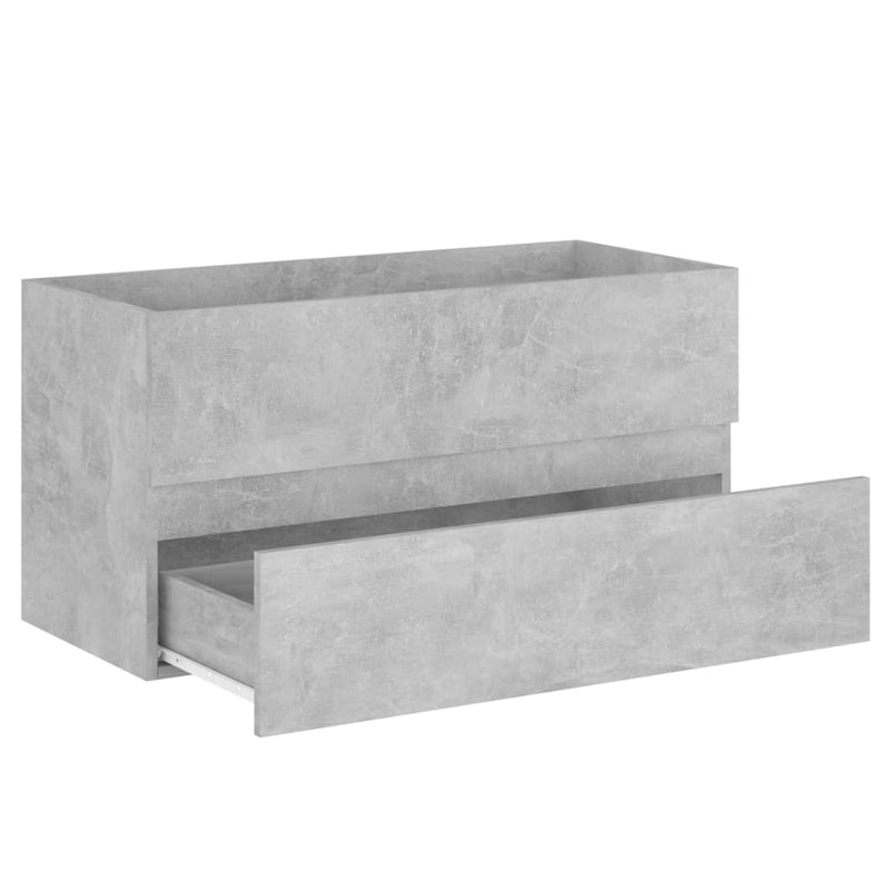 2 Piece Bathroom Furniture Set Concrete Grey Engineered Wood