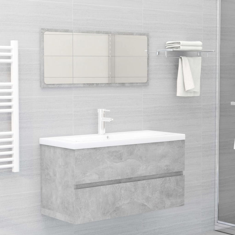 2 Piece Bathroom Furniture Set Concrete Grey Engineered Wood