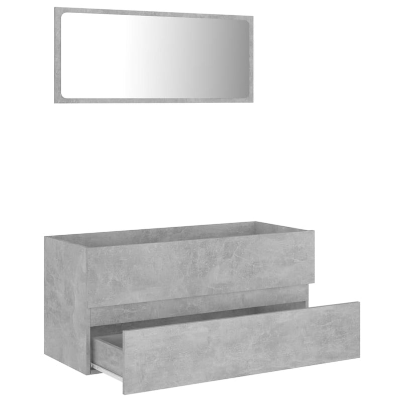 2 Piece Bathroom Furniture Set Concrete Grey Engineered Wood