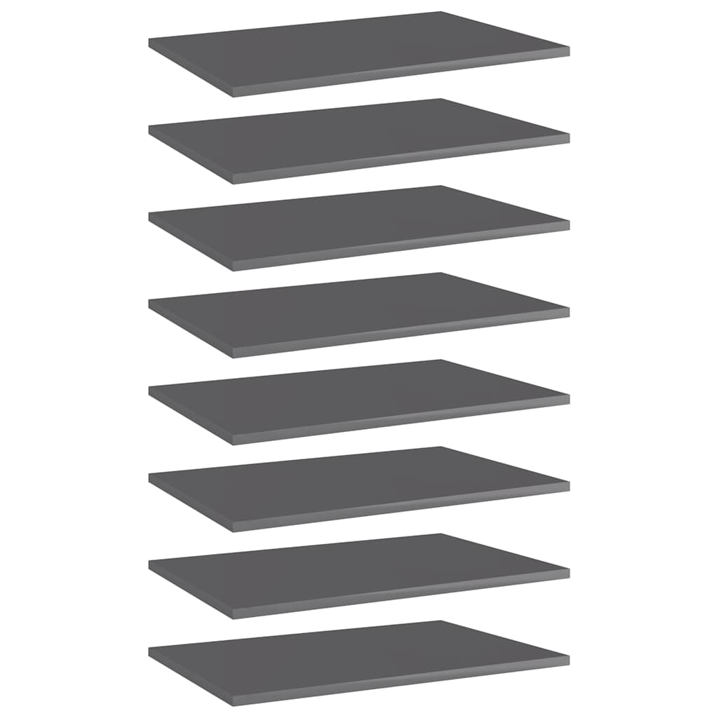 805265 vidaXL Bookshelf Boards 8 pcs High Gloss Grey 60x40x1,5 cm Engineered Wood 1