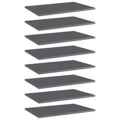 805265 vidaXL Bookshelf Boards 8 pcs High Gloss Grey 60x40x1,5 cm Engineered Wood 1
