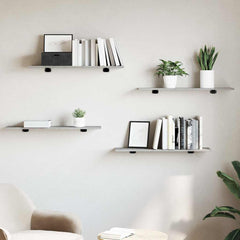 Bookshelf Boards 4 pcs Concrete Grey Engineered Wood, image 3