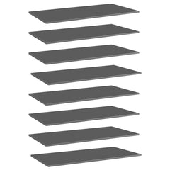 805329 vidaXL Bookshelf Boards 8 pcs High Gloss Grey 80x30x1,5 cm Engineered Wood 1