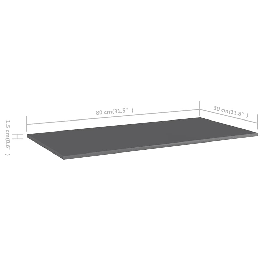805329 vidaXL Bookshelf Boards 8 pcs High Gloss Grey 80x30x1,5 cm Engineered Wood 5