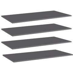 805425 vidaXL Bookshelf Boards 4 pcs High Gloss Grey 100x50x1,5 cm Engineered Wood 1