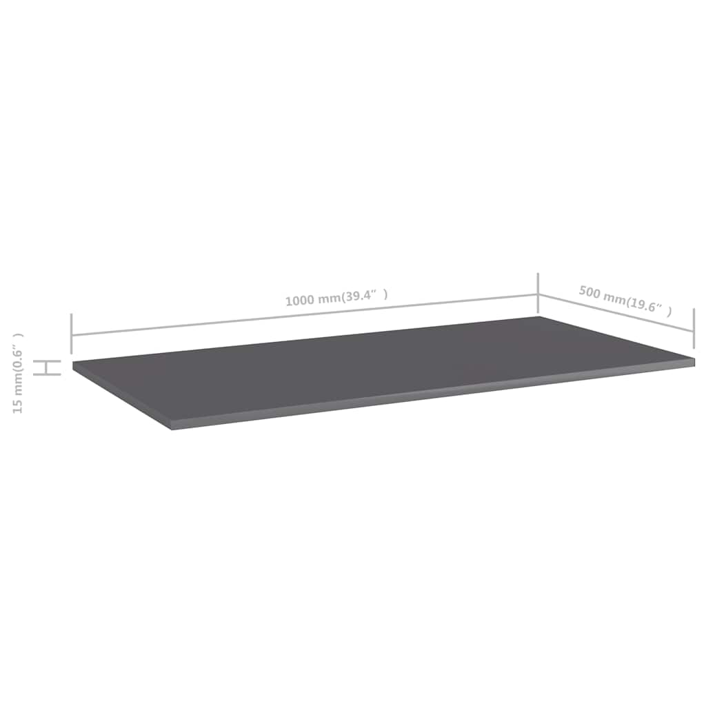 805425 vidaXL Bookshelf Boards 4 pcs High Gloss Grey 100x50x1,5 cm Engineered Wood 5