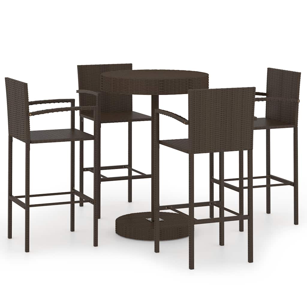 vidaXL Garden Bar Set | Brown | PE rattan | Medium | Seats Many | Garden Bar Set 2