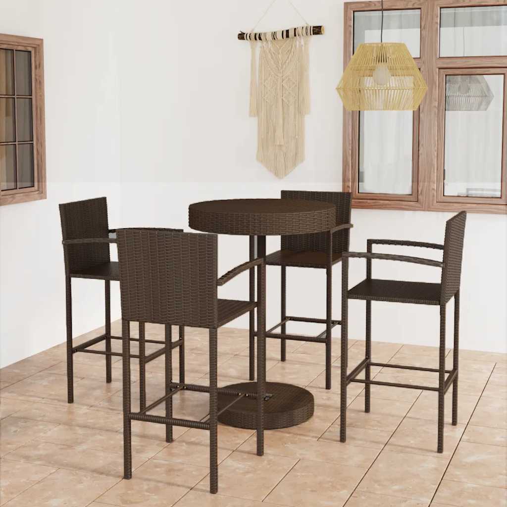 vidaXL Garden Bar Set | Brown | PE rattan | Medium | Seats Many | Garden Bar Set 1