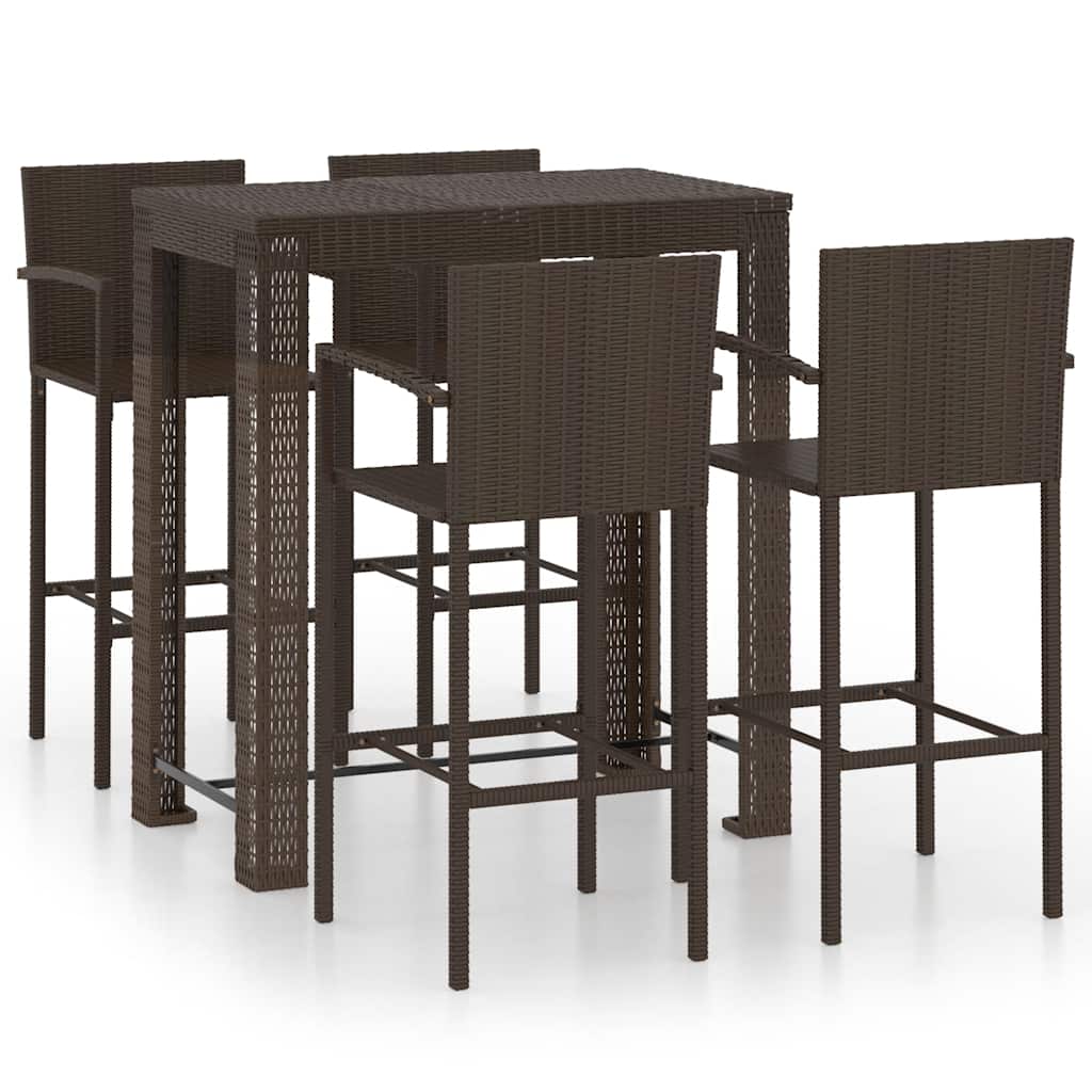 vidaXL Garden Bar Set | Brown | PE rattan | 5 Piece Set | Footrest 2
