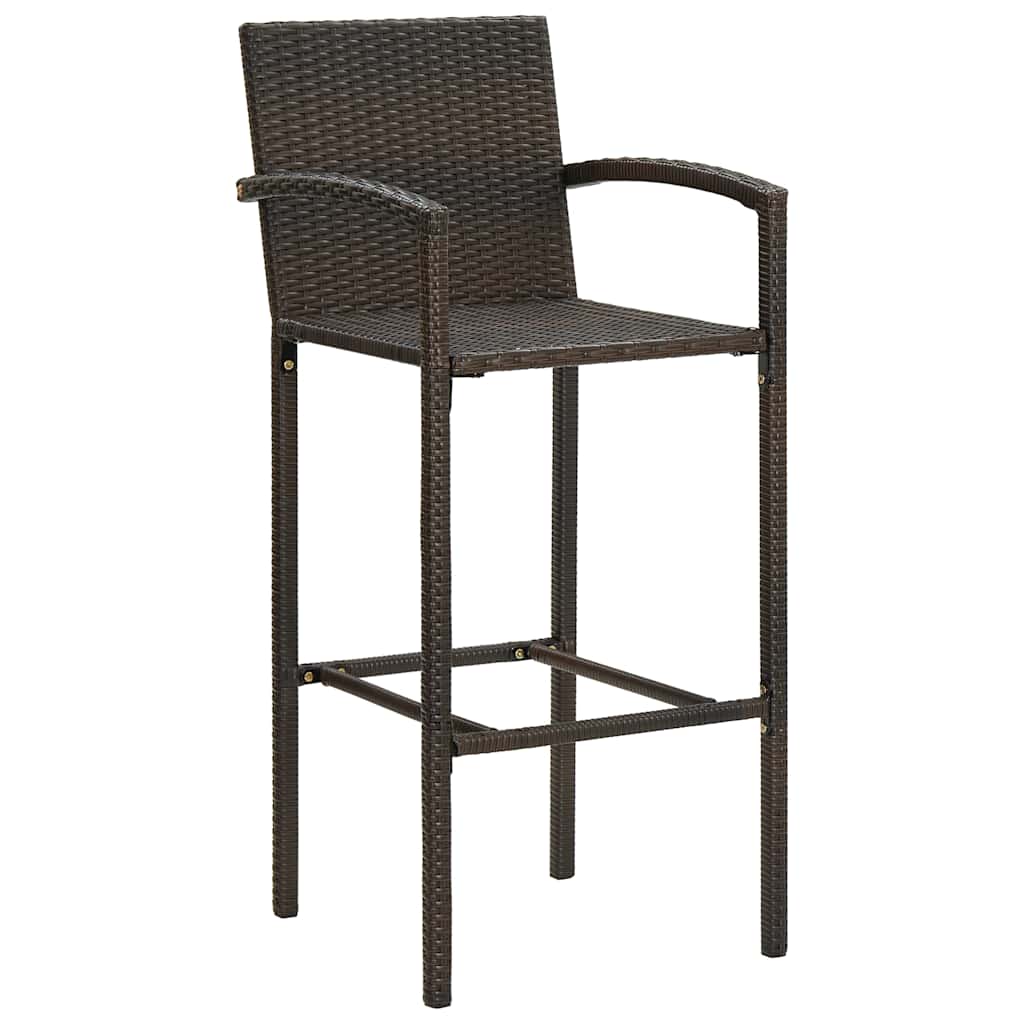 vidaXL Garden Bar Set | Brown | PE rattan | 5 Piece Set | Footrest 4