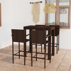 vidaXL Garden Bar Set | Brown | PE rattan | 5 Piece Set | Footrest 1