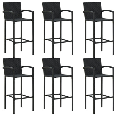 7 Piece Outdoor Bar Set with Armrest Poly Rattan Black