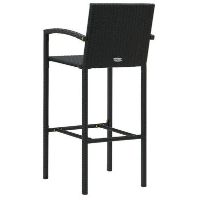 7 Piece Outdoor Bar Set with Armrest Poly Rattan Black