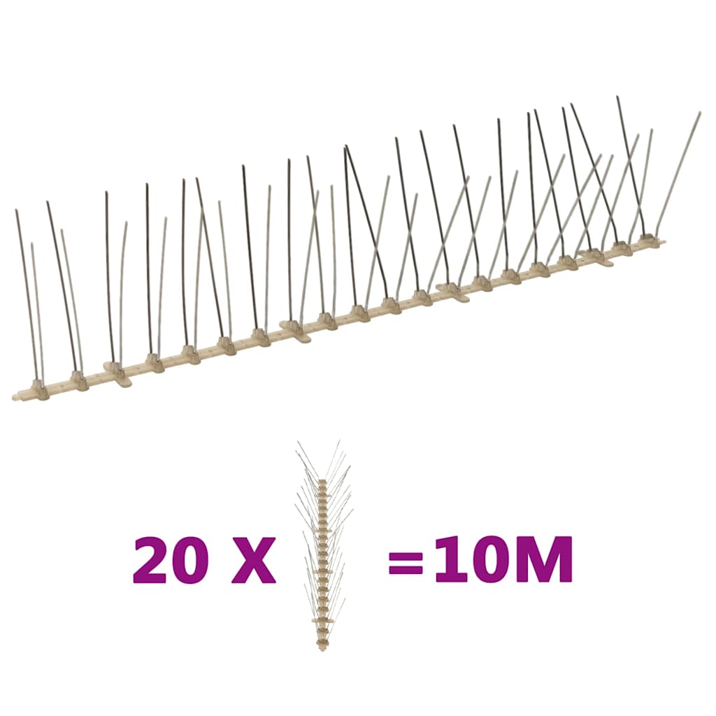 vidaXL 4-row Plastic Bird & Pigeon Spikes Set of 20 10 m 1