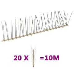 vidaXL 4-row Plastic Bird & Pigeon Spikes Set of 20 10 m 1