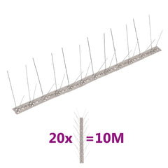 vidaXL 4-row Stainless Steel Bird & Pigeon Spikes Set of 20 10 m 1