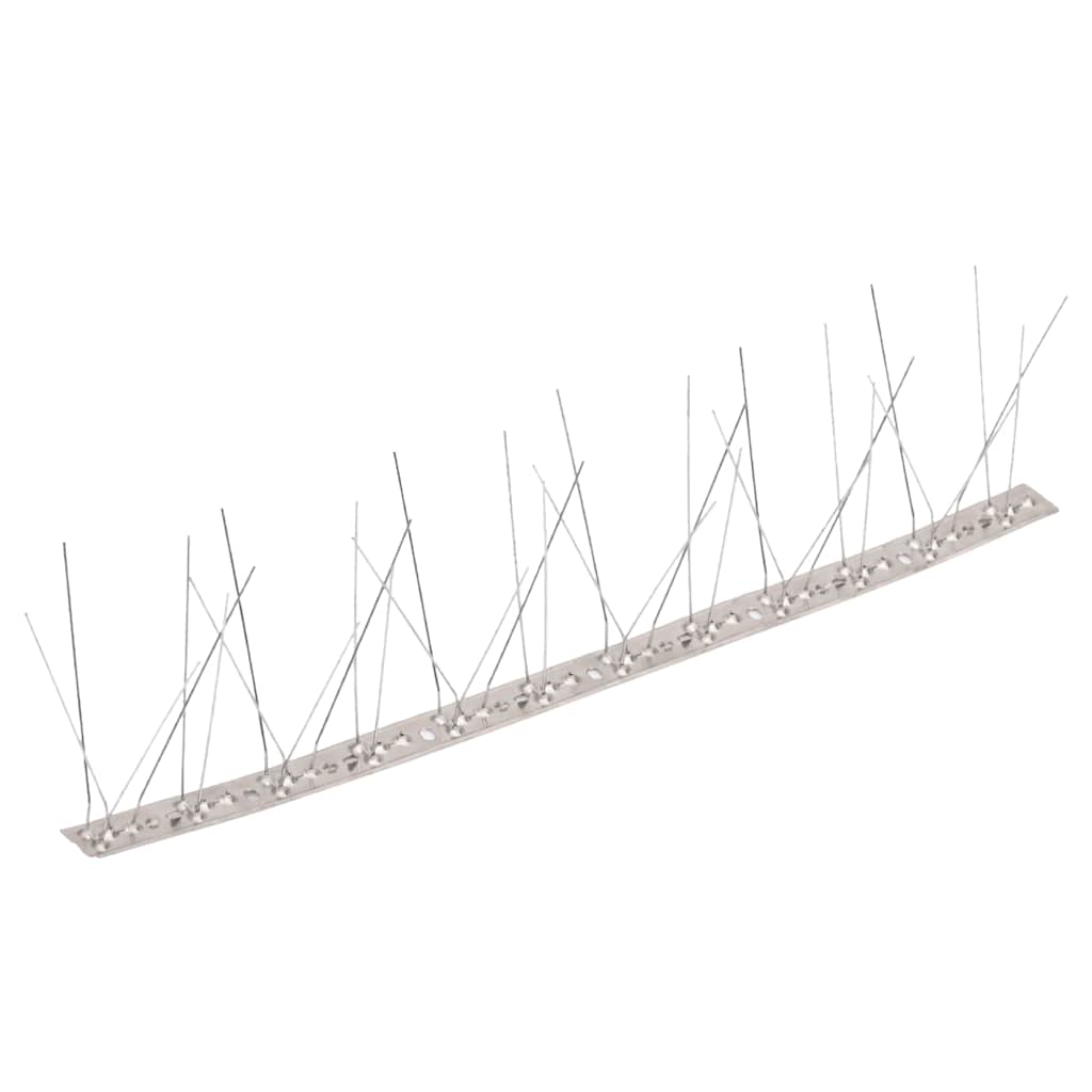 vidaXL 5-row Stainless Steel Bird & Pigeon Spikes Set of 20 10 m 2