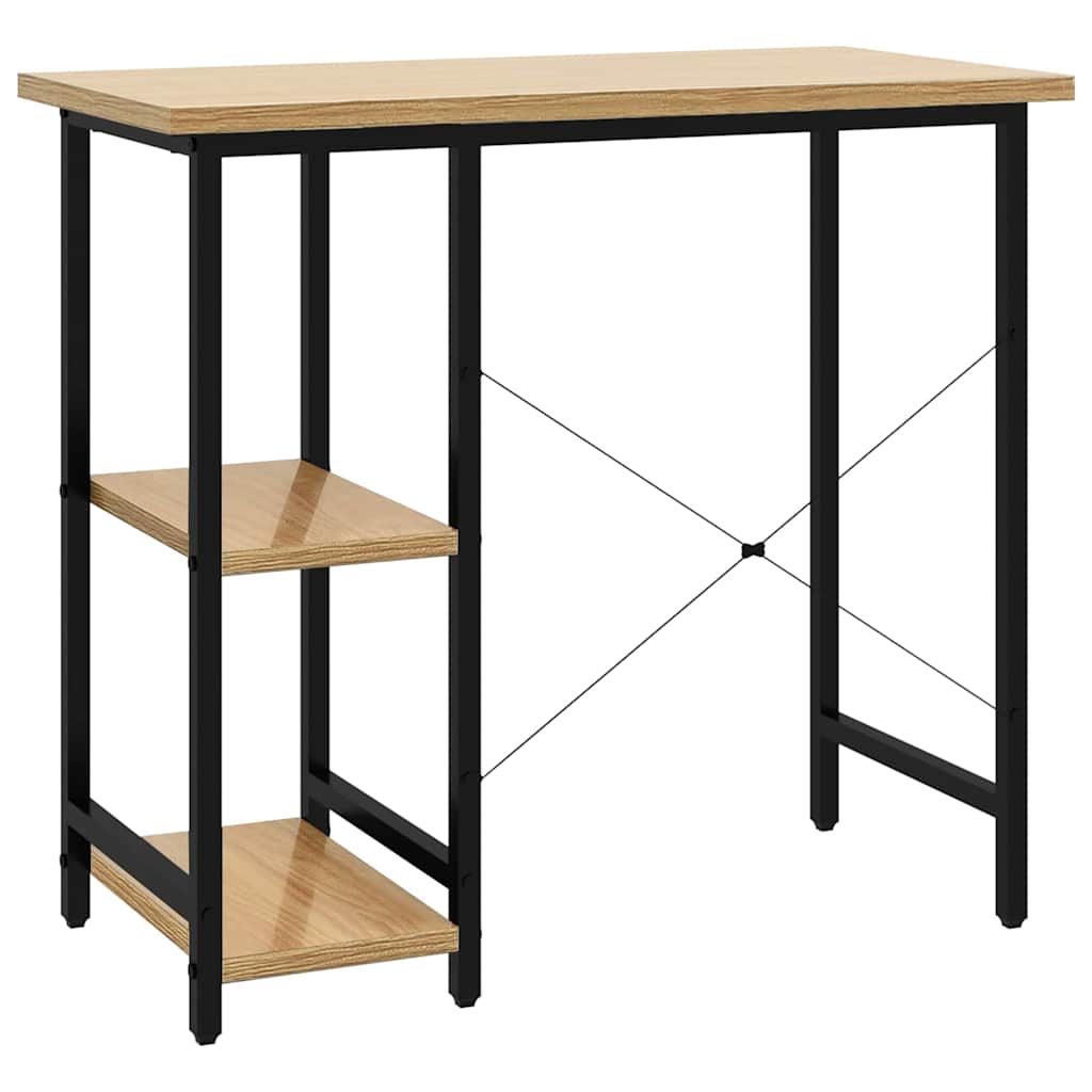 Computer Desk 80x40x72 cm MDF and Metal Black and light oak