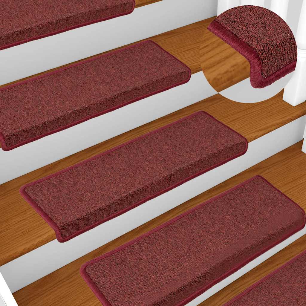 Stair Mats Rectangular Edge 15 in Bordeaux Red