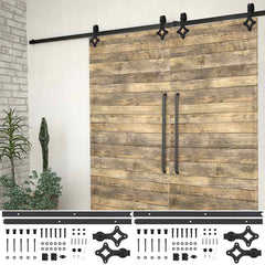 Sliding Door Hardware Kit Steel Black 183 cm 2