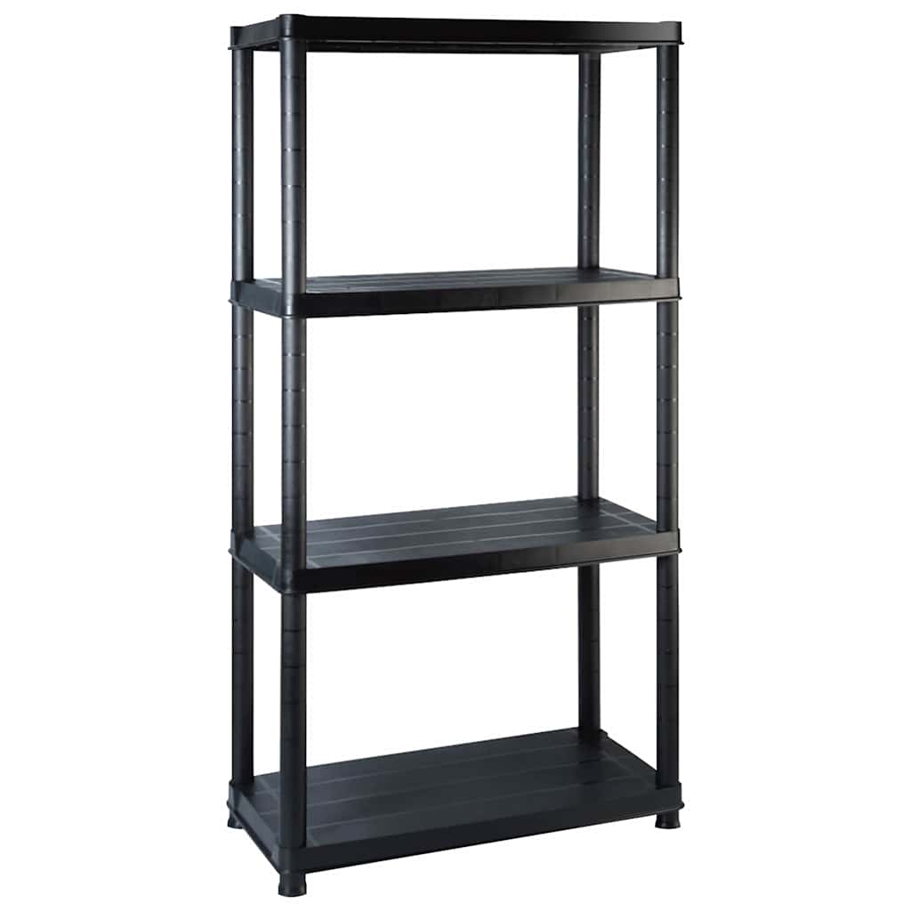 vidaXL Storage Shelf 4-Tier Black 122x30.5x130 cm Plastic 2