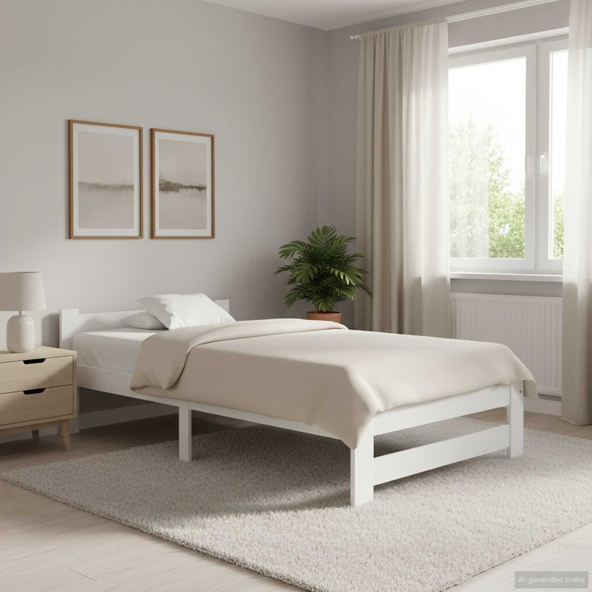 Bed Frame without Mattress Solid Pine Wood White 90 x 200 cm