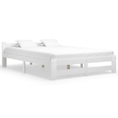 Bed Frame without Mattress Solid Pine Wood White