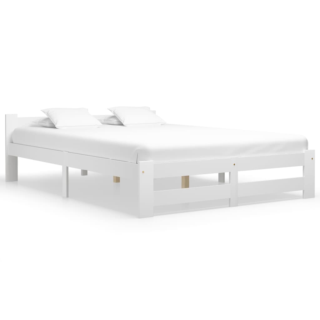 Bed Frame without Mattress Solid Pine Wood White 180 x 200 cm