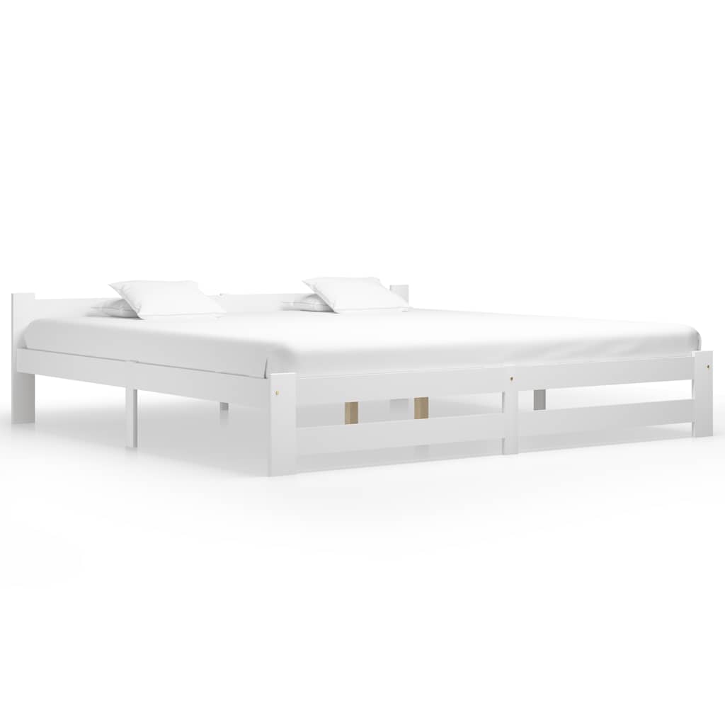 Bed Frame without Mattress Solid Pine Wood White 200 x 200 cm