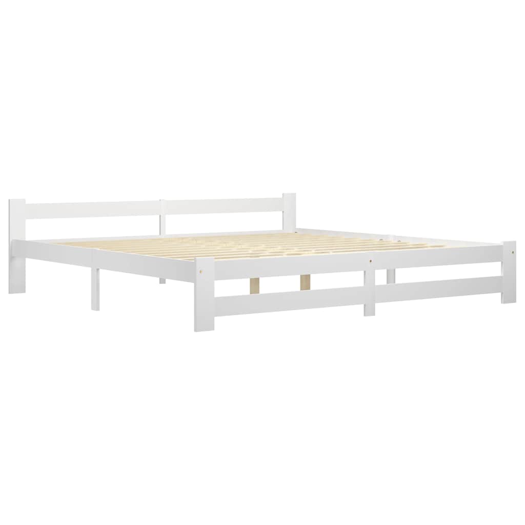 Bed Frame without Mattress Solid Pine Wood White 200 x 200 cm