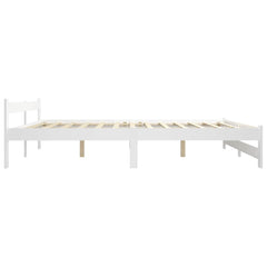 Bed Frame without Mattress Solid Pine Wood White 200 x 200 cm