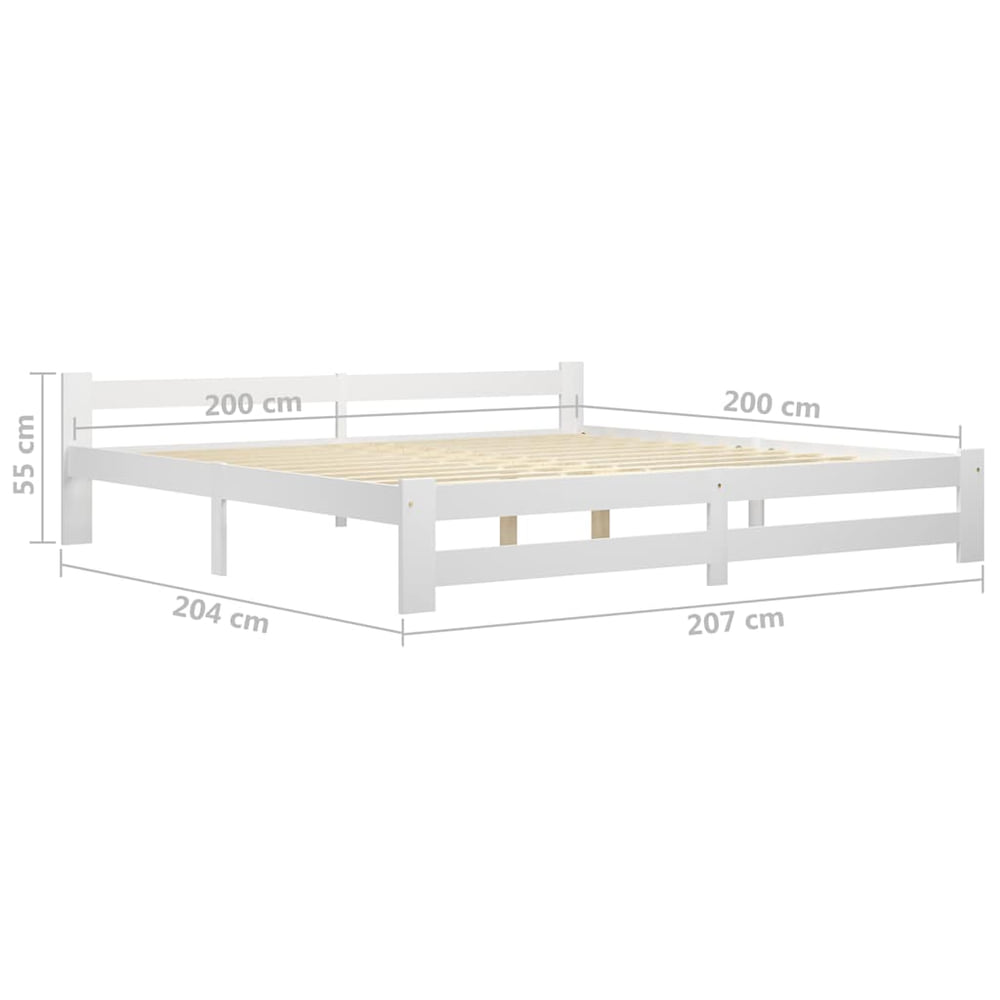 Bed Frame without Mattress Solid Pine Wood White 200 x 200 cm