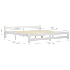 Bed Frame without Mattress Solid Pine Wood White 200 x 200 cm