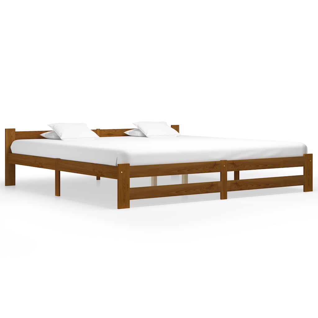 vidaXL Bed Frame without Mattress Honey Brown Solid Pine Wood 200x200cm 1