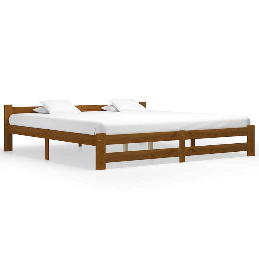 vidaXL Bed Frame without Mattress Honey Brown Solid Pine Wood 200x200cm 1