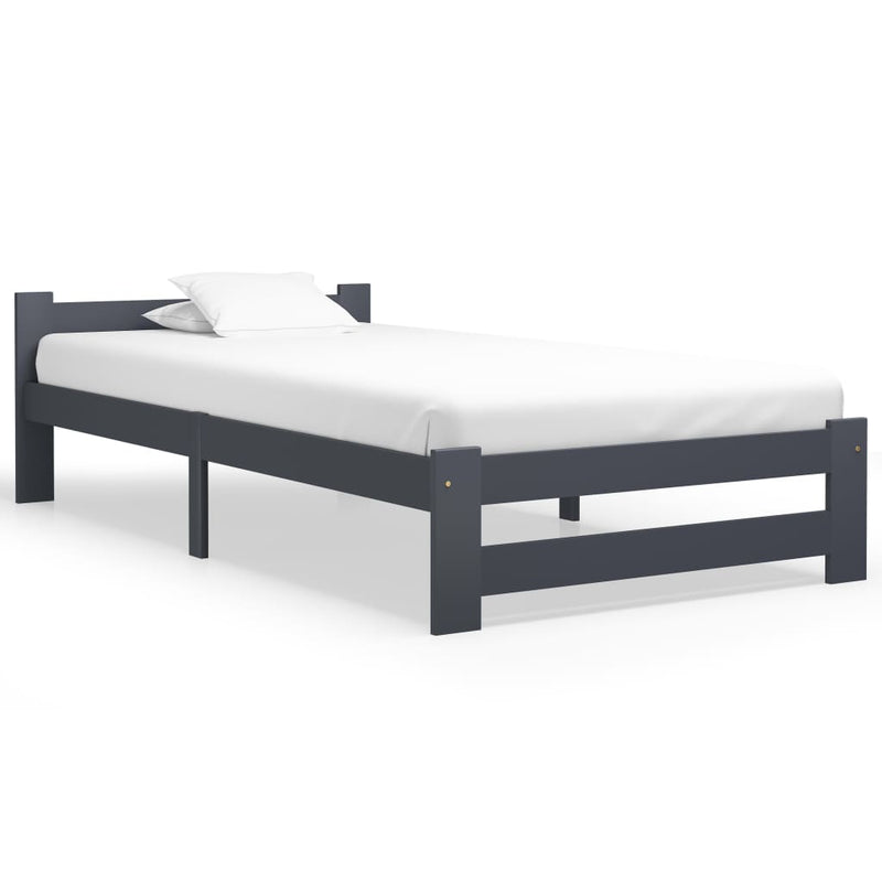 Bed Frame Dark Grey Solid Pine Wood 100x200 cm