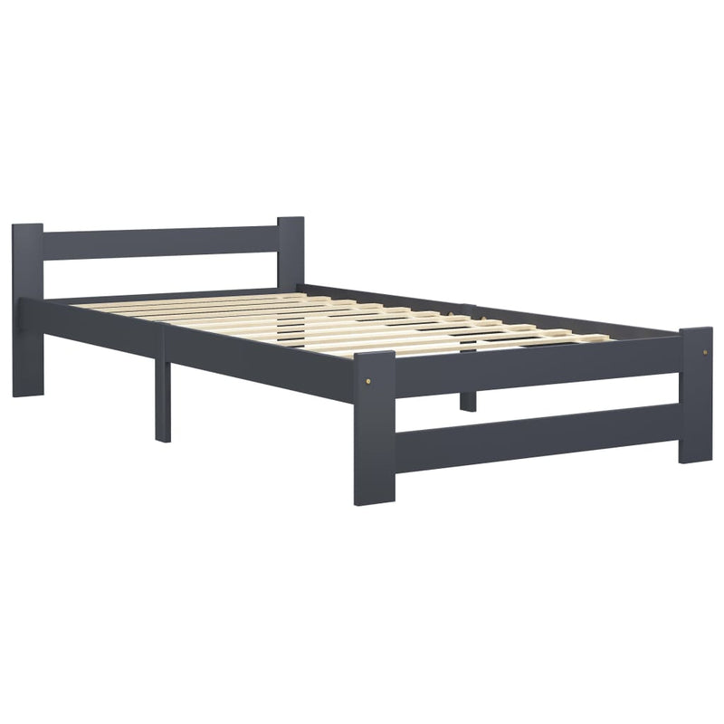 Bed Frame Dark Grey Solid Pine Wood 100x200 cm