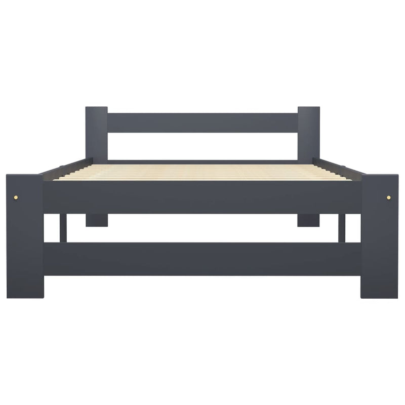 Bed Frame Dark Grey Solid Pine Wood 100x200 cm