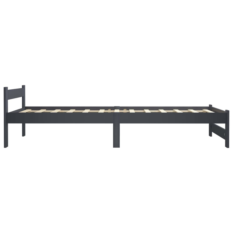 Bed Frame Dark Grey Solid Pine Wood 100x200 cm