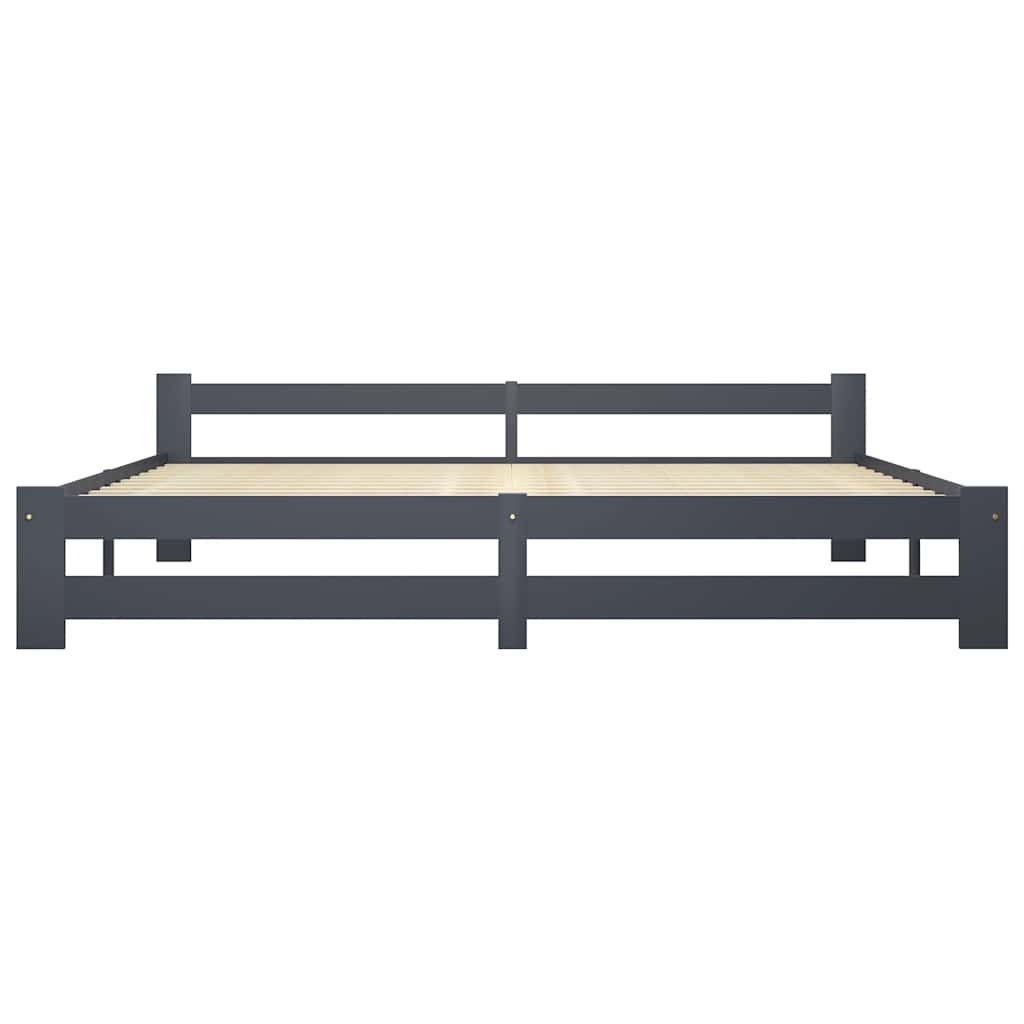 vidaXL Bed Frame without Mattress Dark Grey Solid Pine Wood 200x200 cm 4