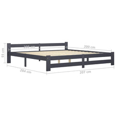 vidaXL Bed Frame without Mattress Dark Grey Solid Pine Wood 200x200 cm 6