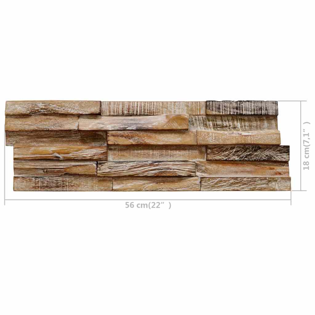 3D Wall Cladding Panels 10 pcs 1,01 m² Solid Teak Wood 56 x 18 x 2 cm