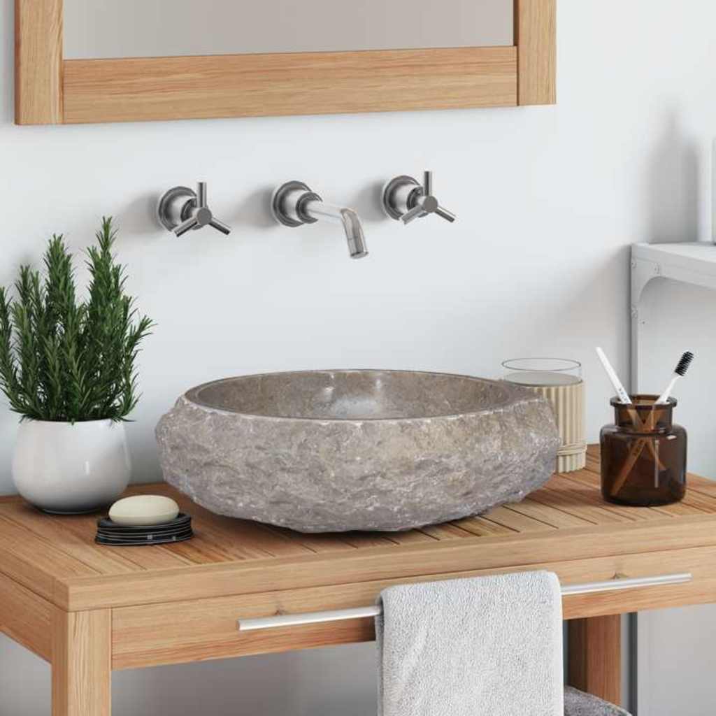 149158 vidaXL Sink Grey Ø40x12 cm Marble 1