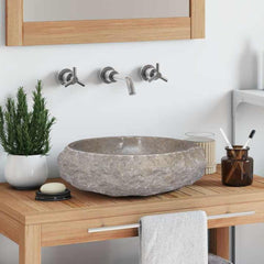 149158 vidaXL Sink Grey Ø40x12 cm Marble 1