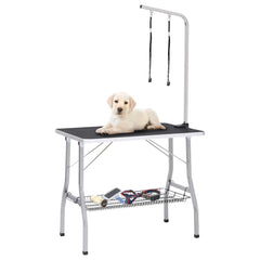 171068 vidaXL Adjustable Dog Grooming Table with 2 Loops and Basket 1