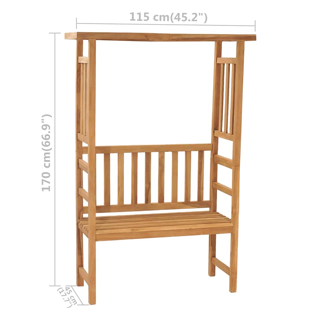 vidaXL Garden Bench with Pergola 115 cm Solid Teak Wood 6