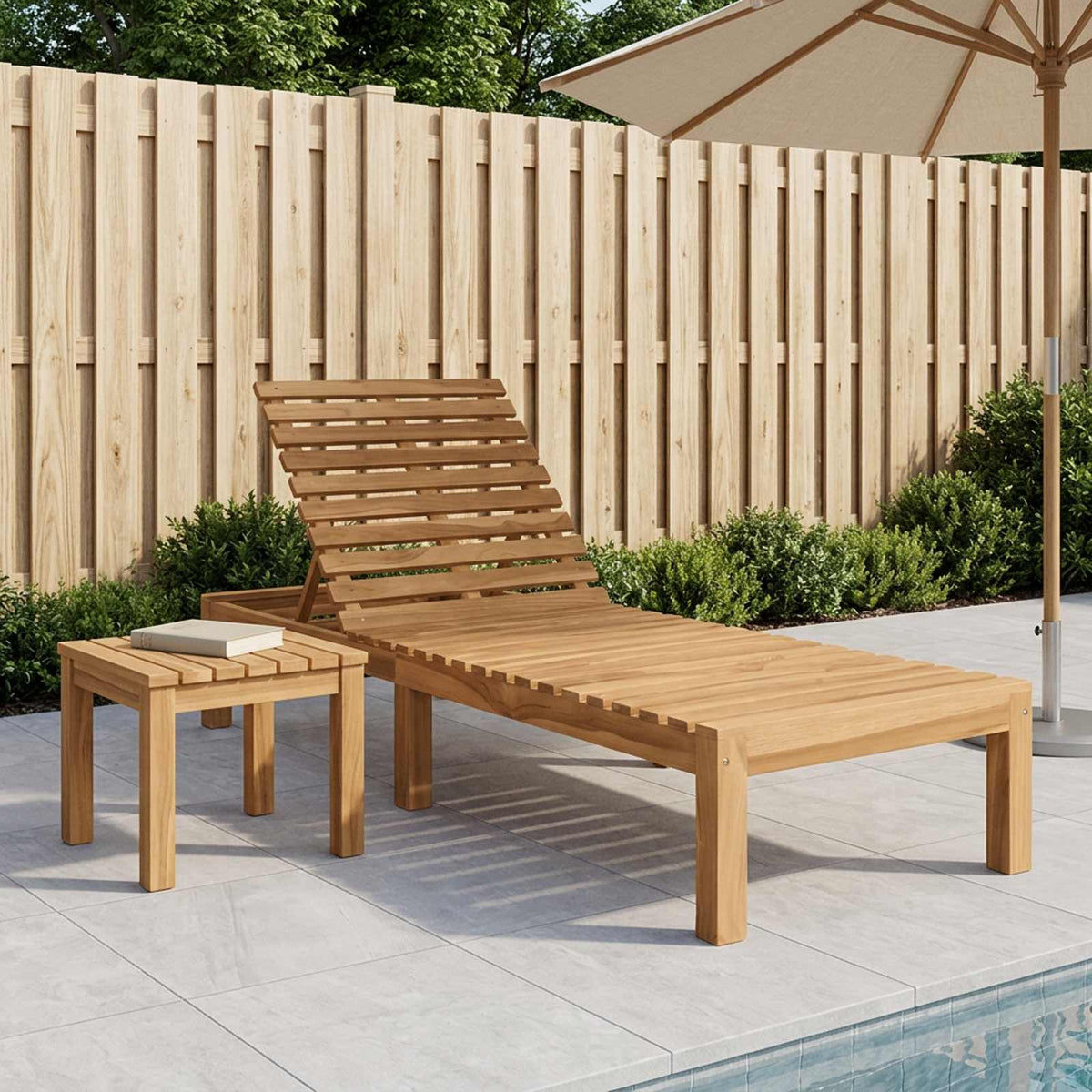 Sun Lounger Solid Teak Wood 1