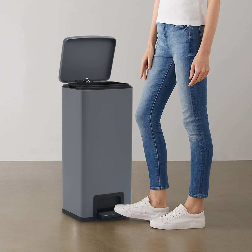 Dustbin with Pedal Anti-fingerprint 30L Stainless Steel Grey