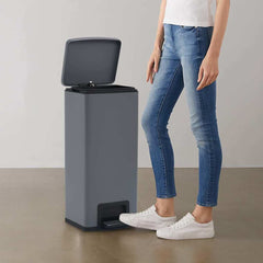 Dustbin with Pedal Anti-fingerprint 30L Stainless Steel Grey